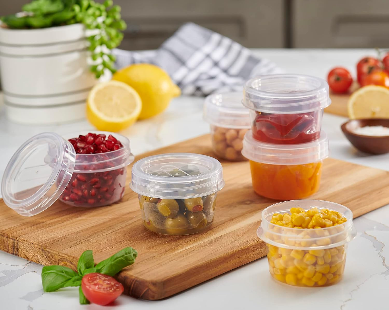 6 Pack Twist Cap Food Storage Containers with Clear Screw on Lid- 4 oz Reusab…