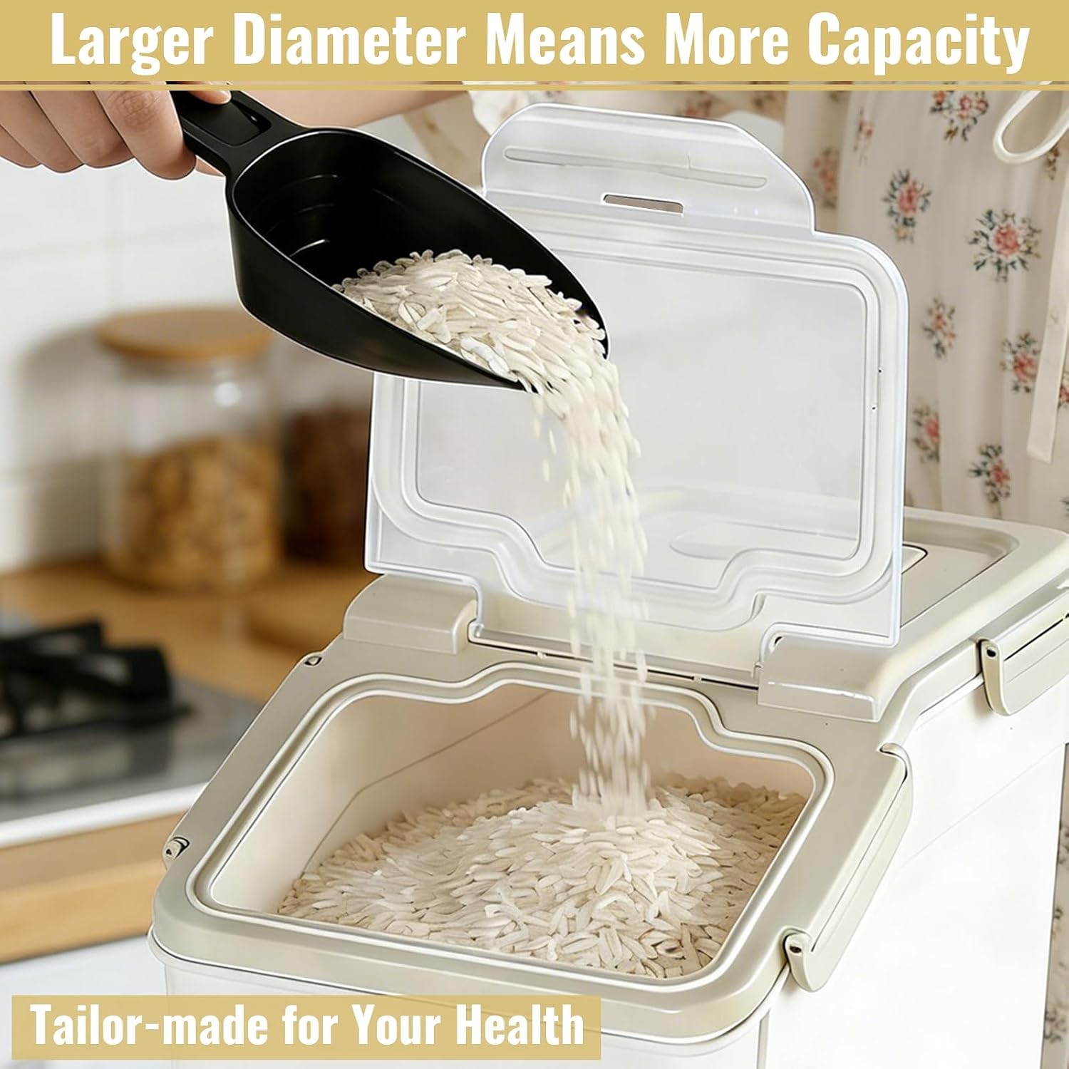 2 Pack Rice Container 50 lbs Large Bulk Flour Sugar Storage Holdhouse Plastic