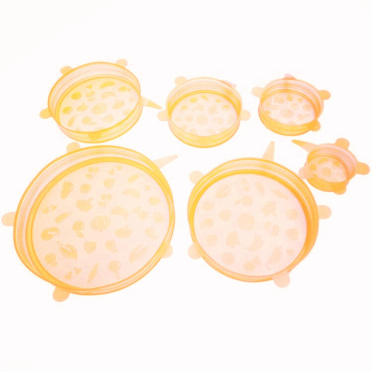 6pcs Reusable & Adjustable Universal Silicone Food Covers, Stretch Bowl Wrap Lid