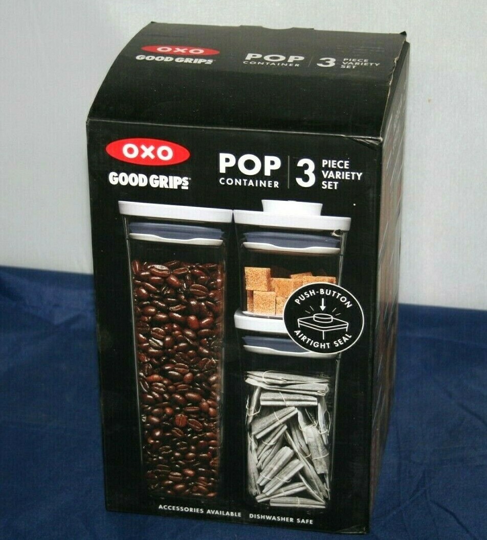 OXO Good Grips POP Containers 3 Piece Set 1.9 Qt 1.2 Qt 0.4 Qt BPA Free Airtight
