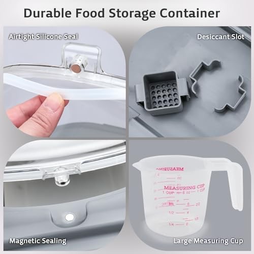 Komzon Rice Storage Containers, Collapsible 20 to 30Lbs Food Storage Bin Disp…