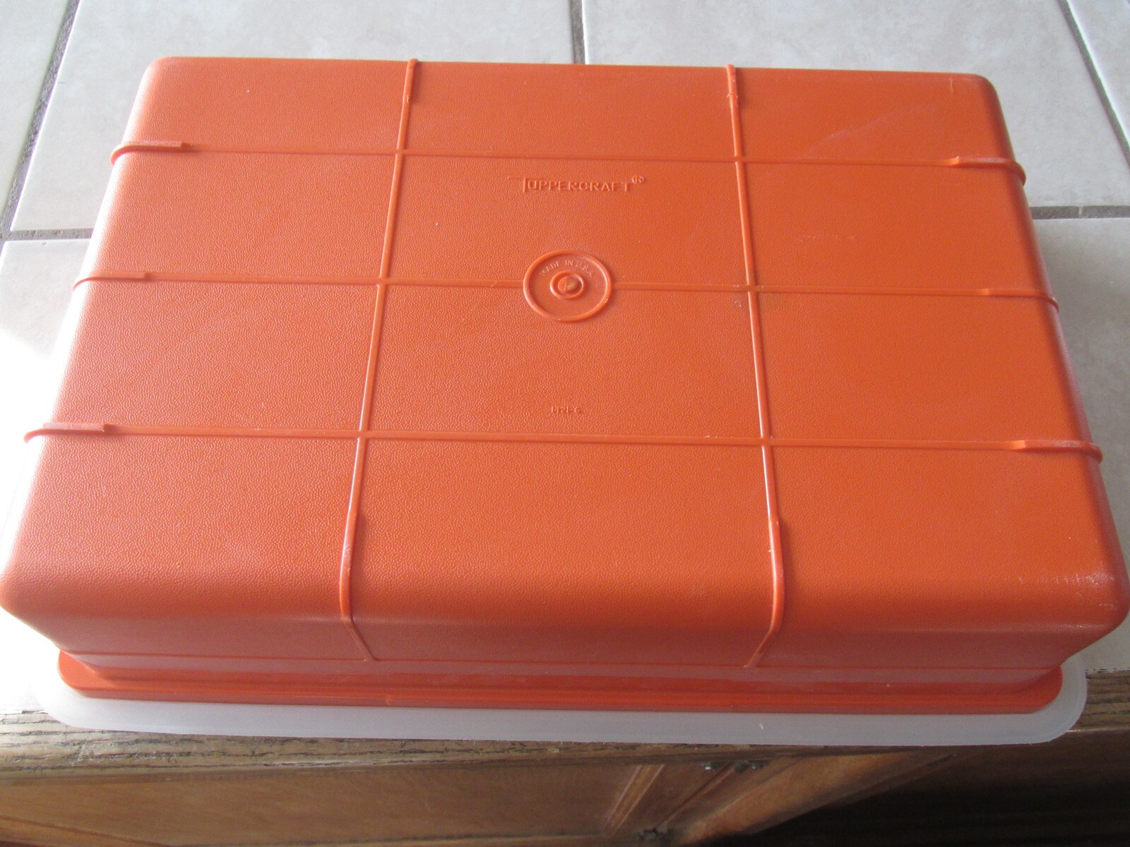 Vintage Tupperware Tuppercraft Organizer w/ Lid 1421-6 Burnt Orange 4 Piece Set