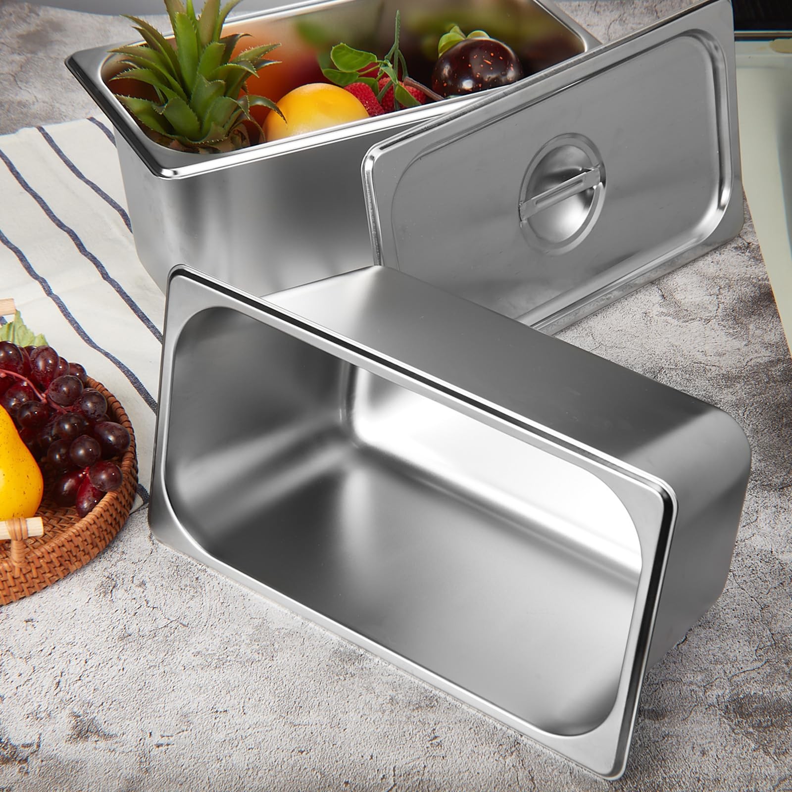 Steam Pan 4PCS Stainless Steel Hotel Pan with Lid Set