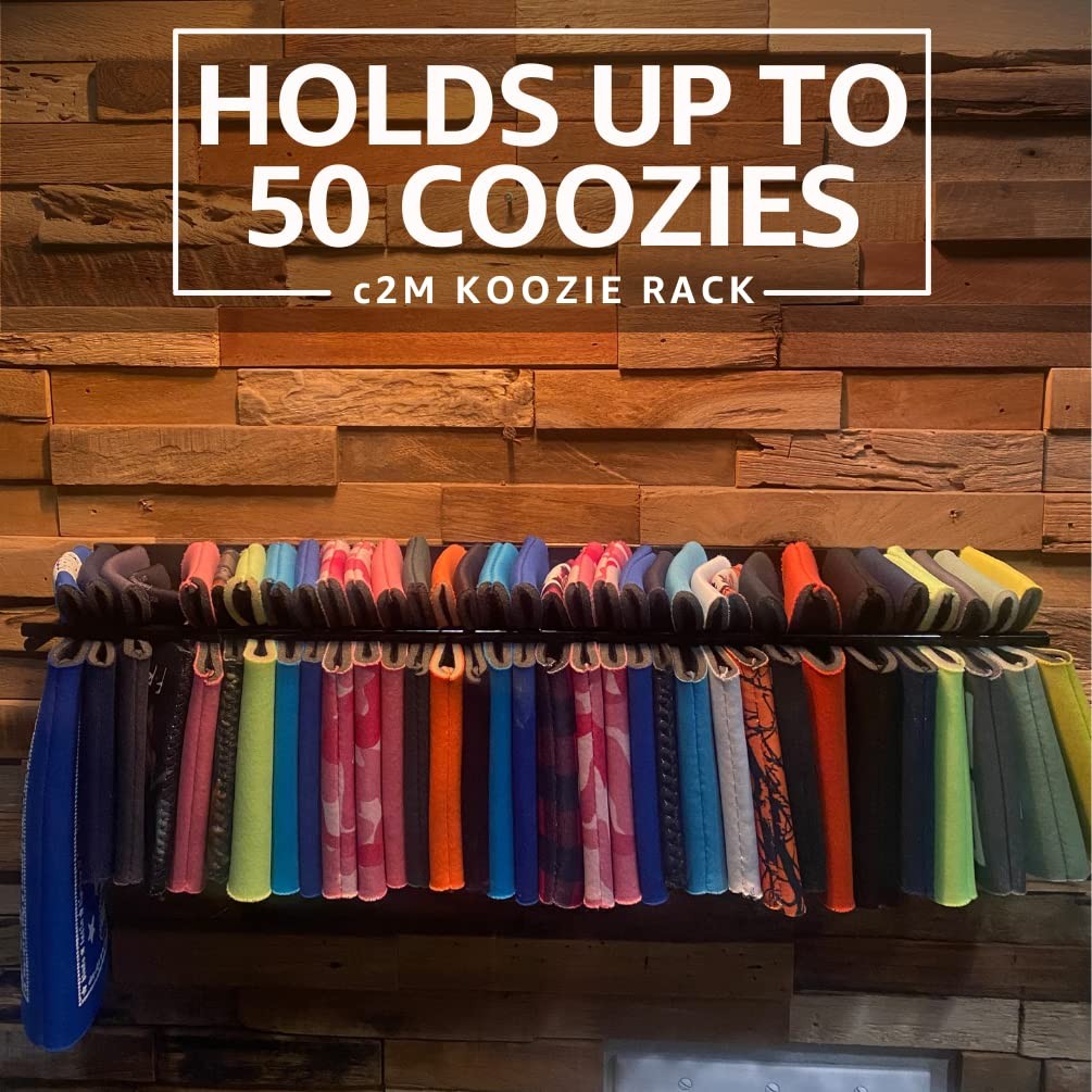 Wall Mounted Coozie Rack Storage Organizer | 17.5″ Floating Shelf for Bulk Beer