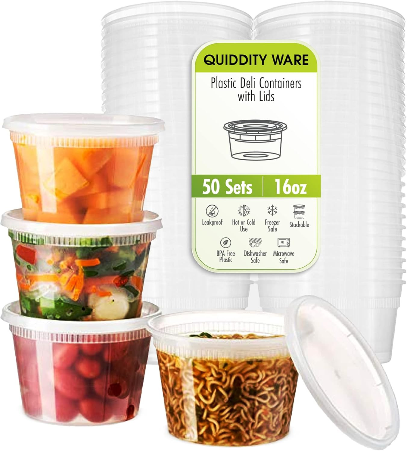 16Oz-Deli Containers with Lids Leakproof – 50 Pack Bpa-Free Plastic Microwaveabl