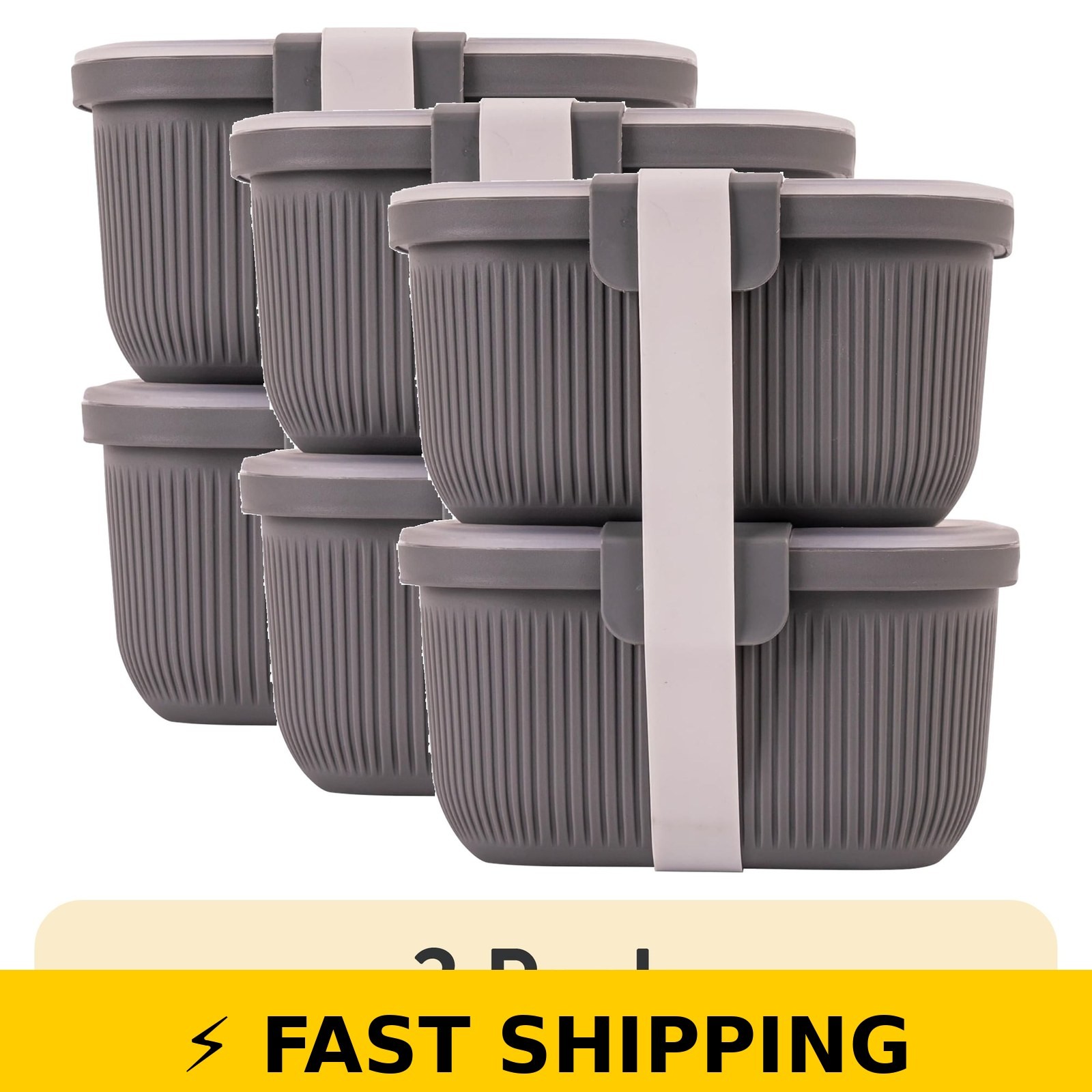Mainstays 19oz Rectangle Food Storage Bento Snack Container, Grey