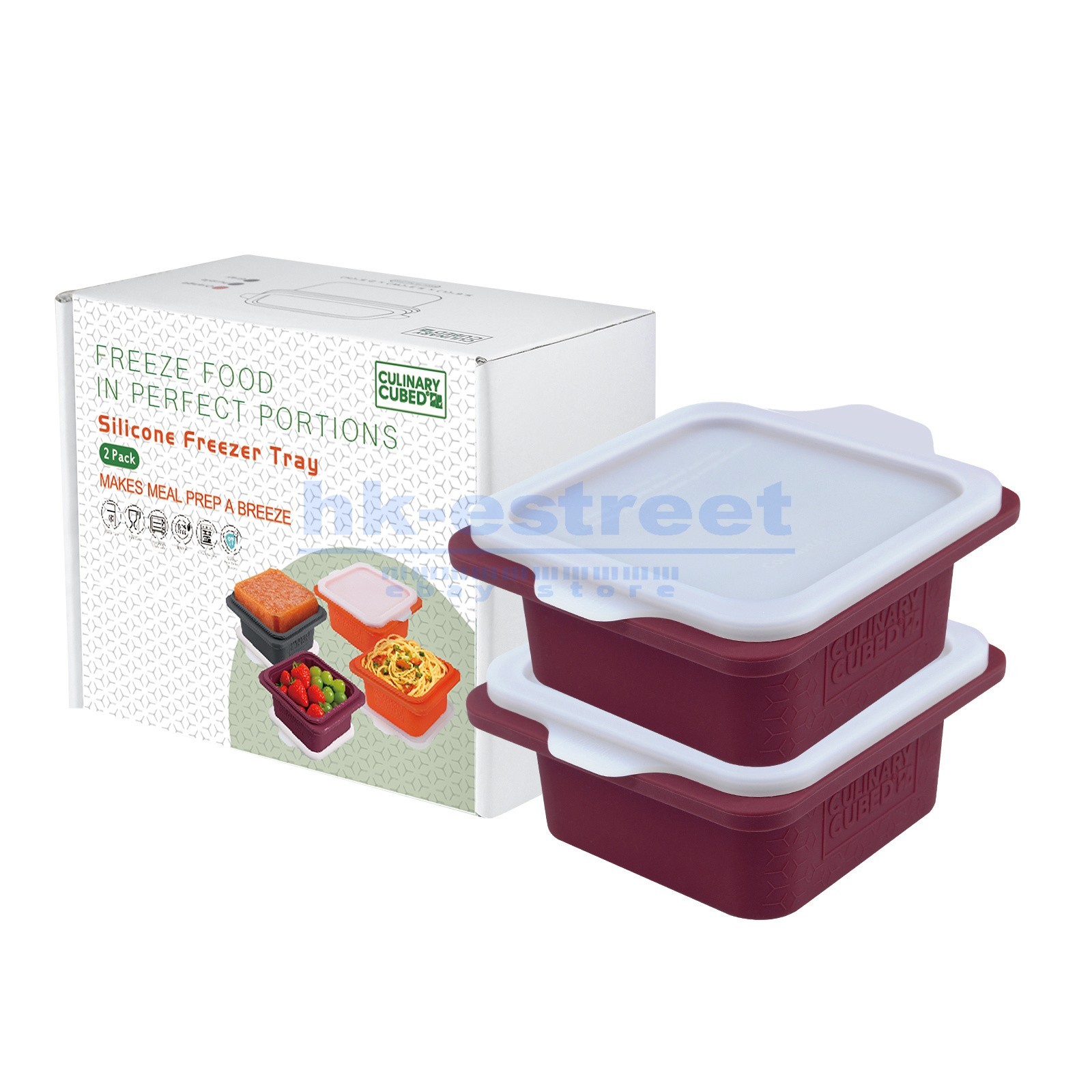 CulinaryCubed 2PCS High-Quality Silicone Meal Prep Food Storage Containers