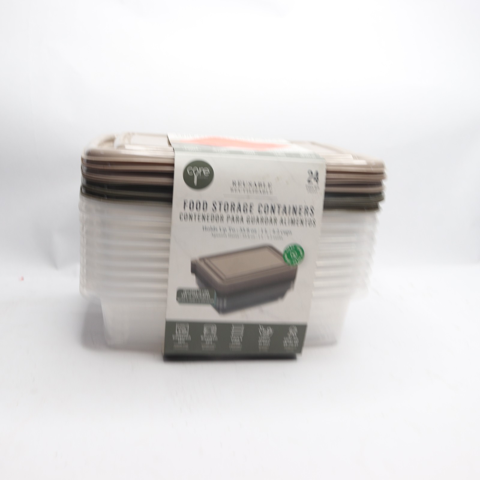 (24-Pk) Core Kitchen Food Storage Containers in Earth Stone Polypropylene