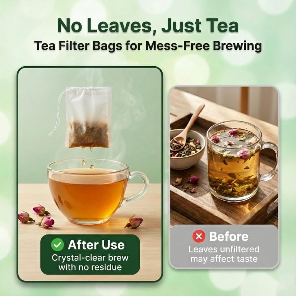 400Pcs 3.54″x2.75″ Disposable Tea Bags with 3.54″L x 2.75″W, White
