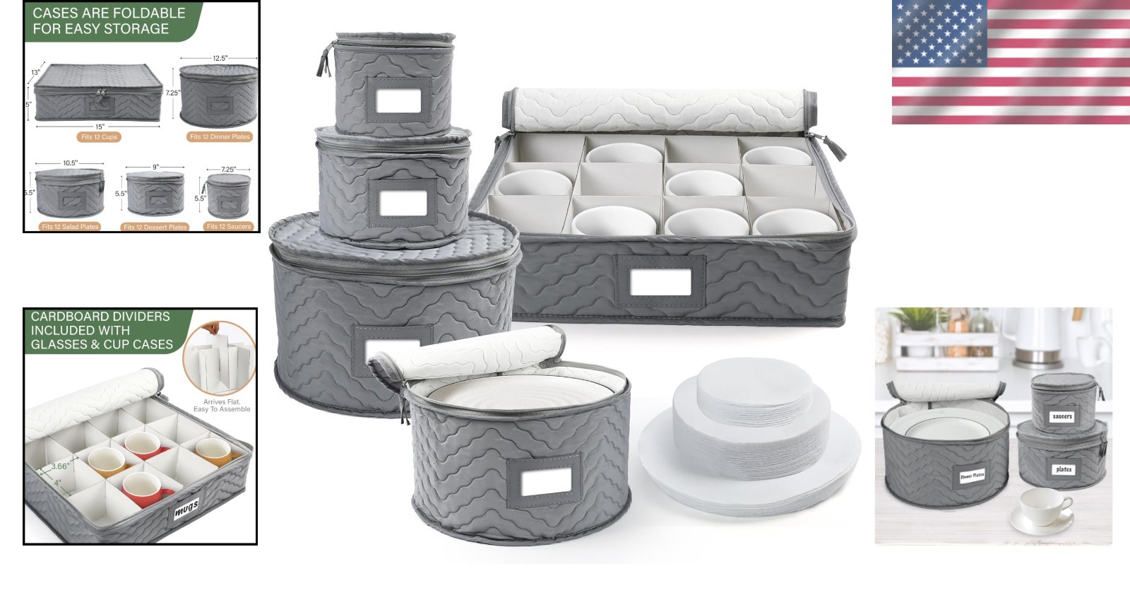 Luxury Chinaware Storage Box Set – Dustproof & Foldable 5-Piece Quilted Design