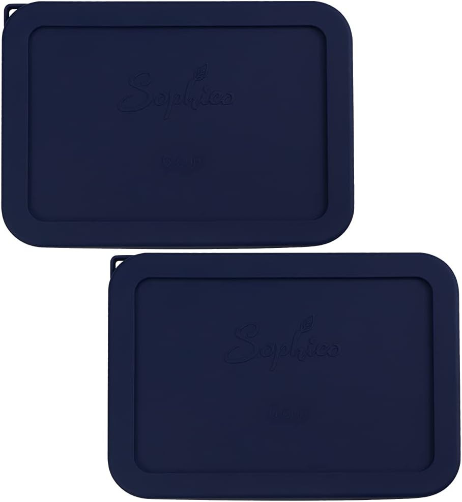 6 Cup Rectangle Silicone Storage Cover Lids Replacement for Pyrex