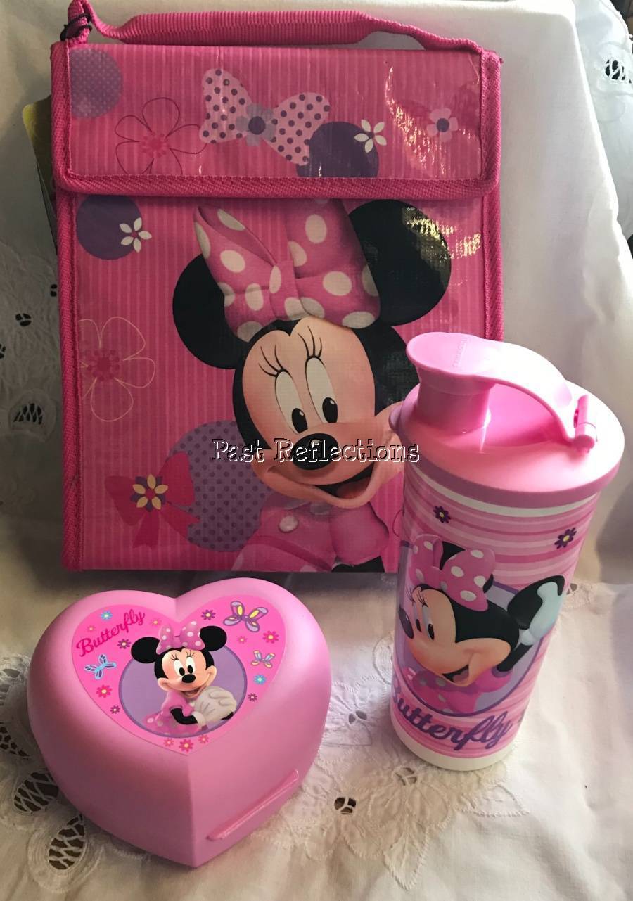 TUPPERWARE MINNIE MOUSE HEART SANDWICH KEEPER, LUNCH BAG, TUMBLER & FLIP LID