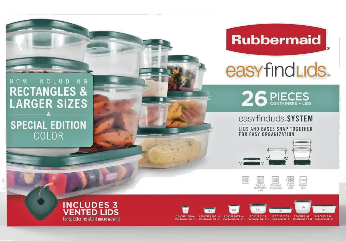 RUBBERMAID 26-pc. Easy Find Lids Food Storage Container Set – Blue Spruce – New!