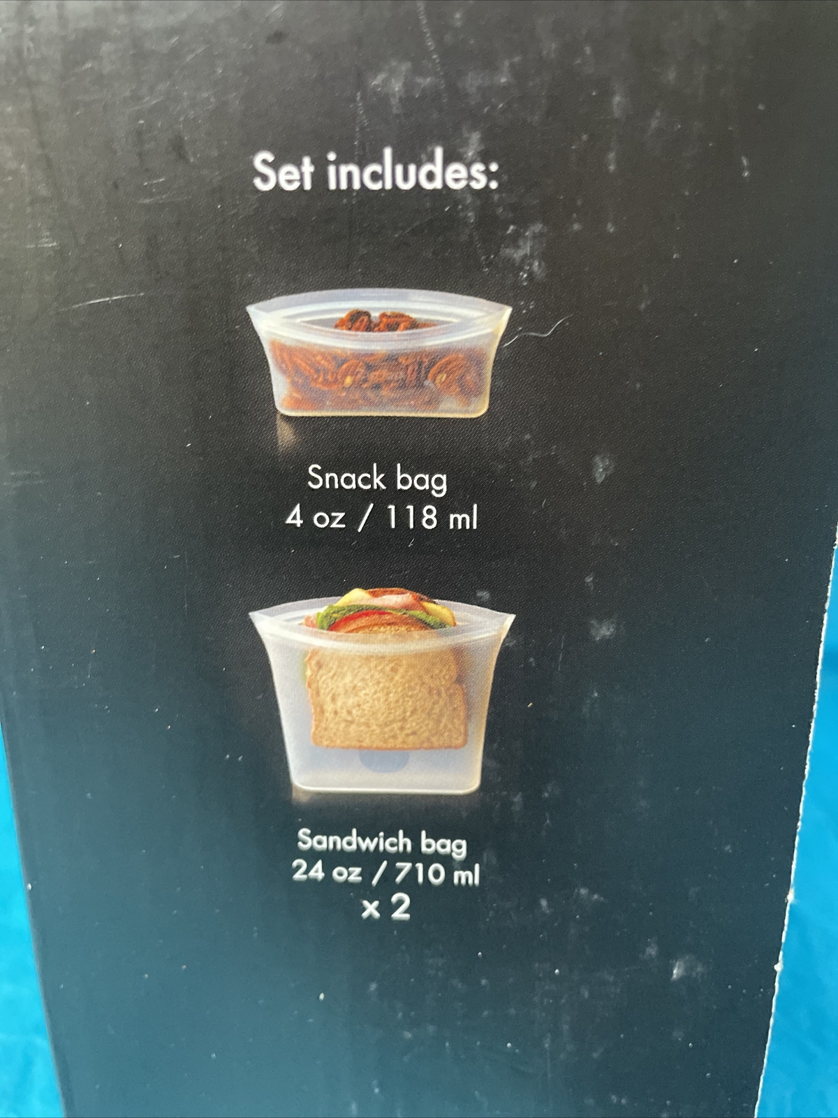 Zip Top Platinum Silicone 3 Bag Set 2 Sandwich 1 Snack No BPA Plastic Free