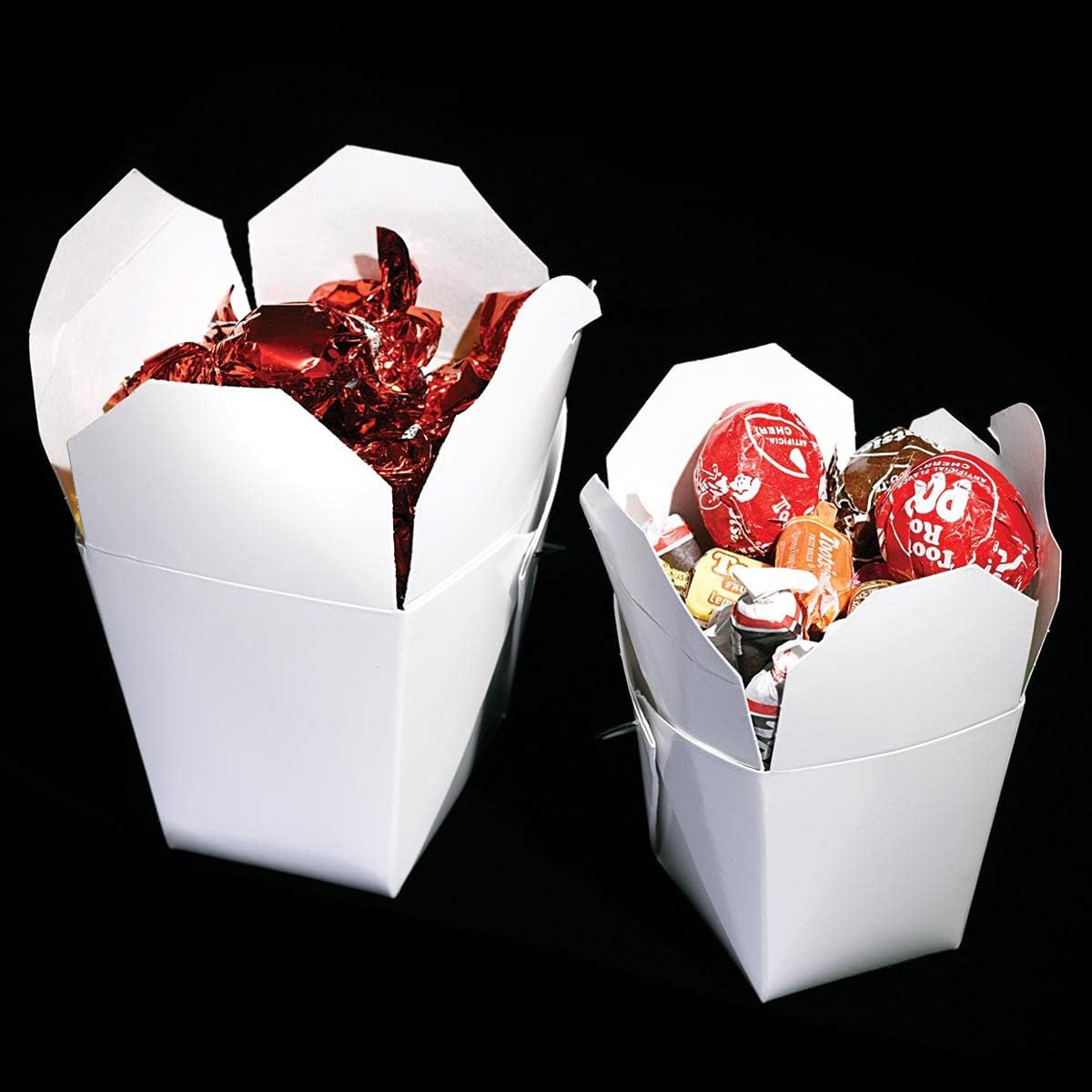 White Chinese Asian Paper Take Out Box with Wire Handle, Leak and Grease Resista