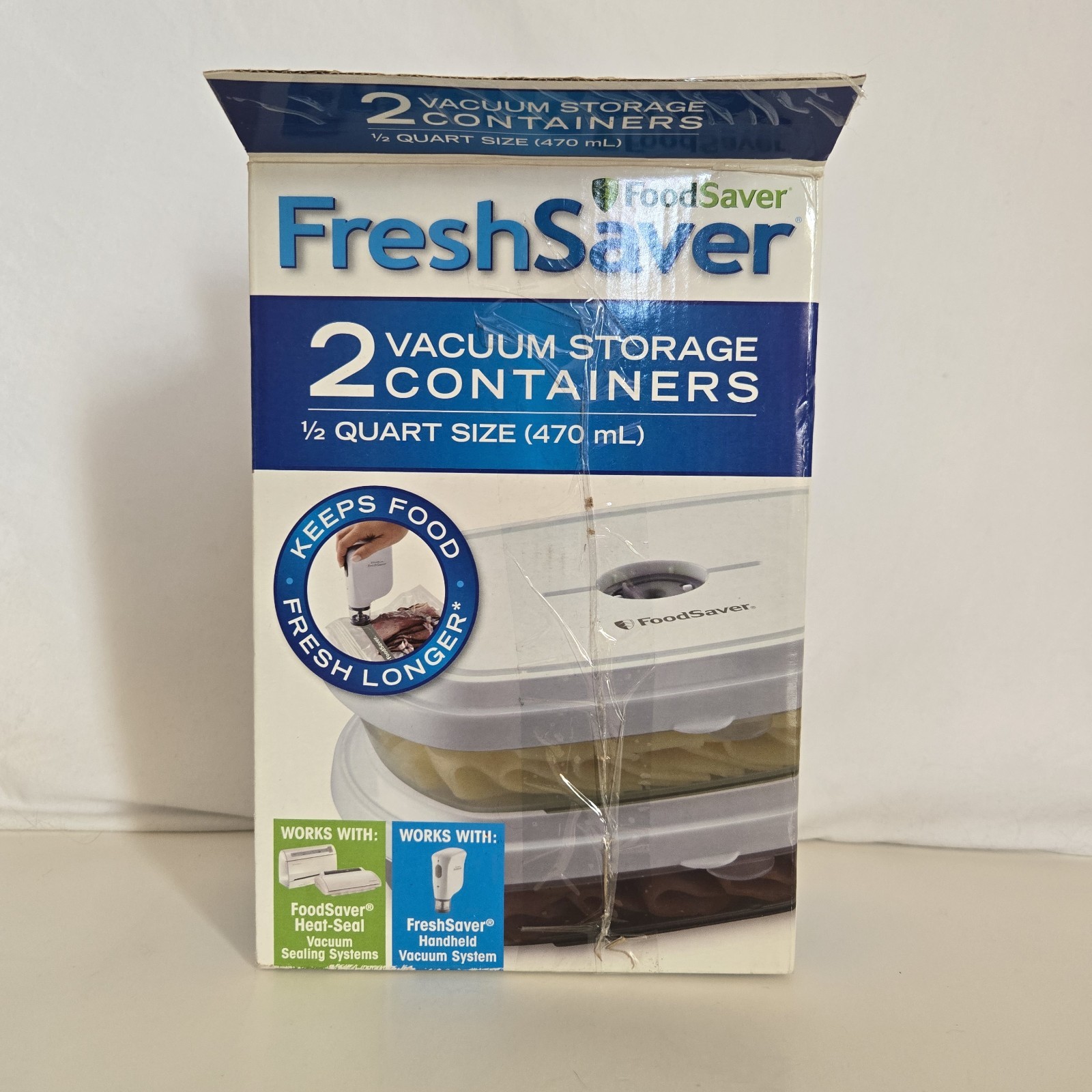 Food Saver Fresh Saver 2 Vacuum Storage Containers 1/2 Quart Open Box