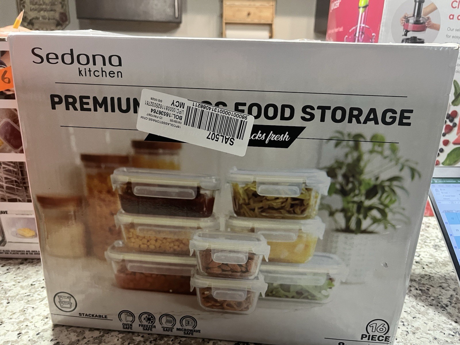 Sedona Kitchen 14-Pc from 16 pcs Glass Storage Set – Cream Lids, Food Containers