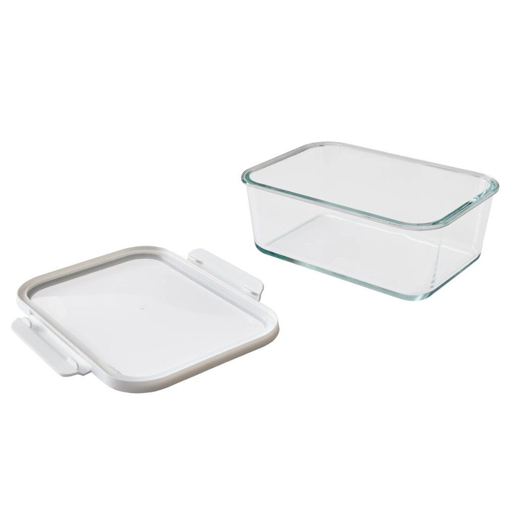 10Cup Rectangle Glass Food Storage Container with Tritan Lid. Set of 1,2 Pieces