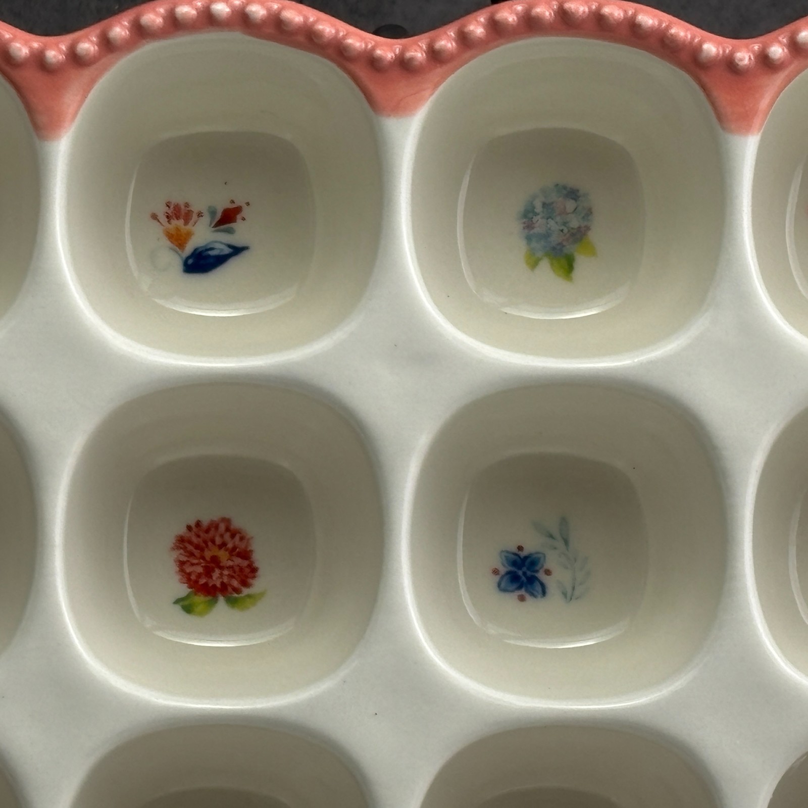 Pioneer Woman Stoneware Coral Floral Egg Holder