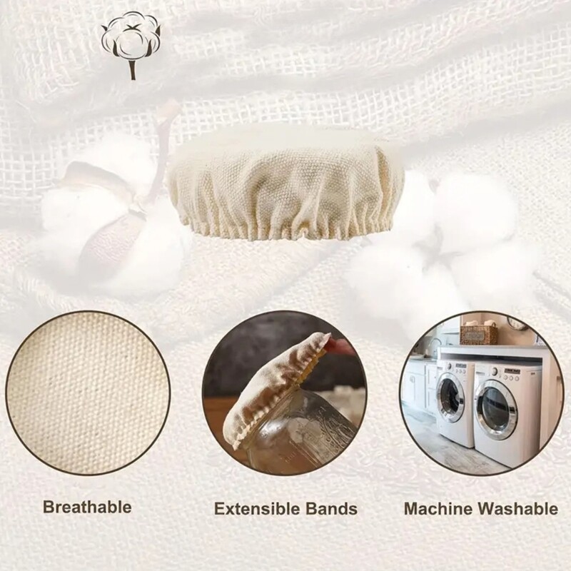 6pcs Cotton Covers for Sourdough Jar Elastic Starter Cloth Fermentation Tool
