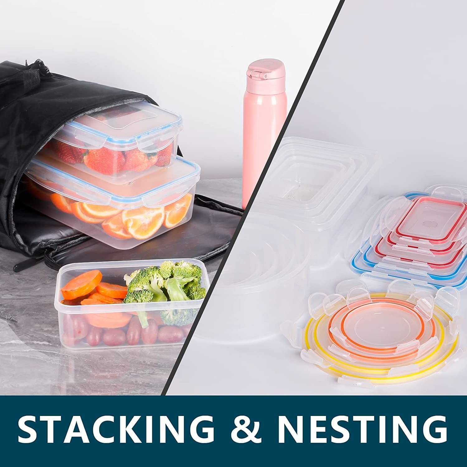 envases de porciones recipientes de Plásticoalmacenamiento alimentos cocina 14PC