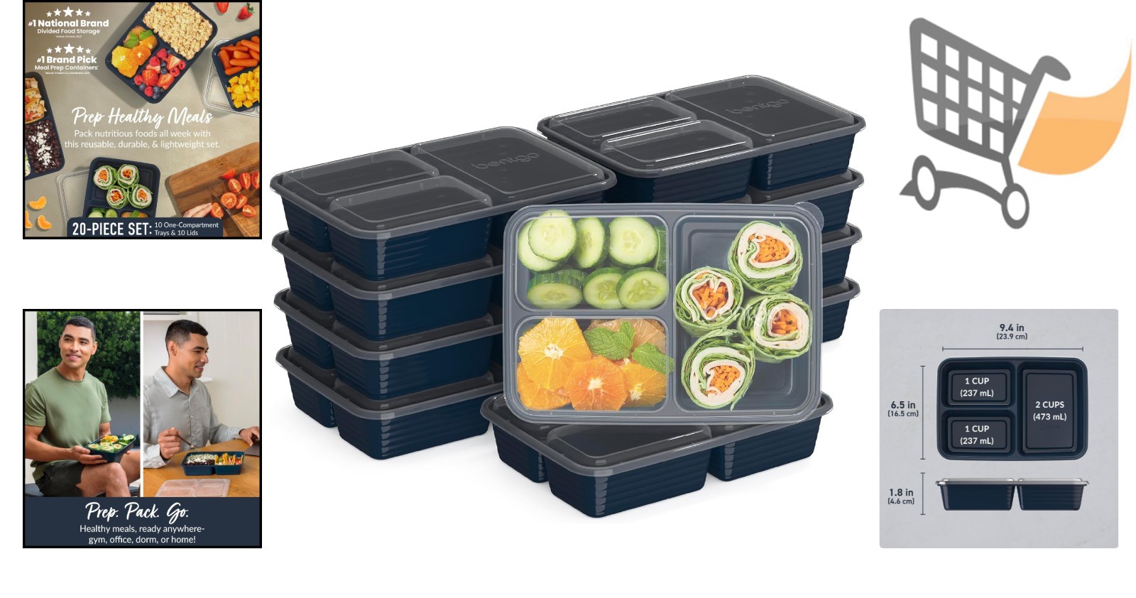 20-Piece Reusable Meal Prep Containers BPA Free Microwave Freezer Safe