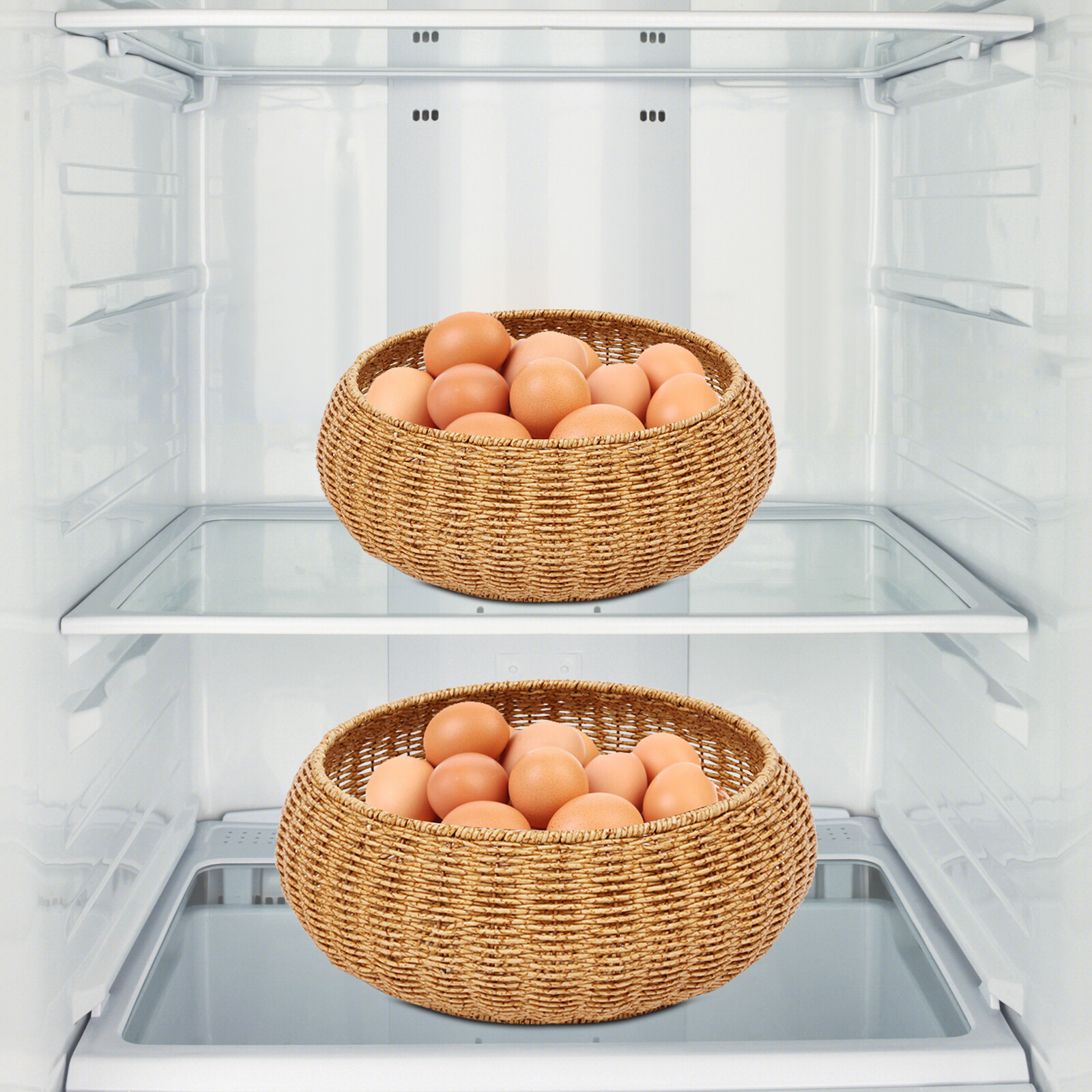 2PCS Vintage Farmhouse Round Hand Woven Storage Basket with Lids for Home