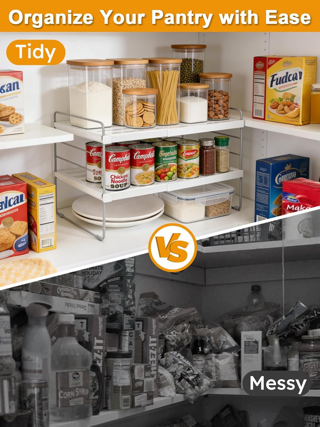 Foil and Plastic Wrap Organizer, Expandable Kitchen Pantry Storage, Height Adjus