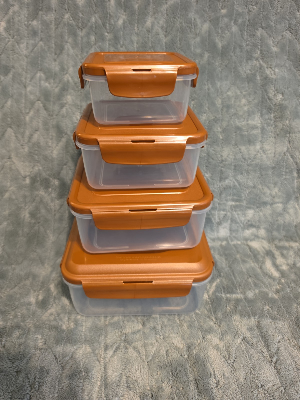 LocknLock Brand Clear Plastic Copper Lidded Food Storage System 4pc Nested NEW