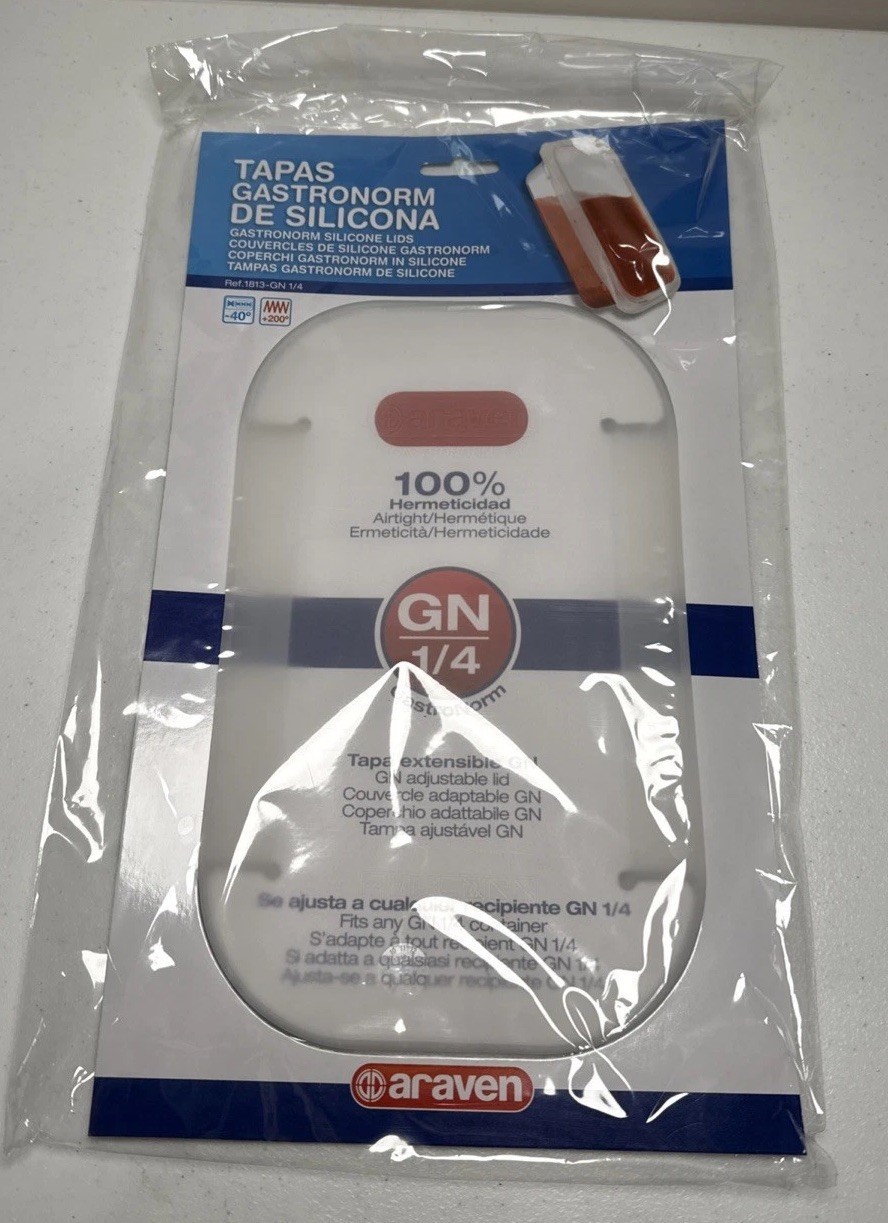 Araven GN 1/4 Gastronom Silicone Airtight Lid BPA Free Rectangular