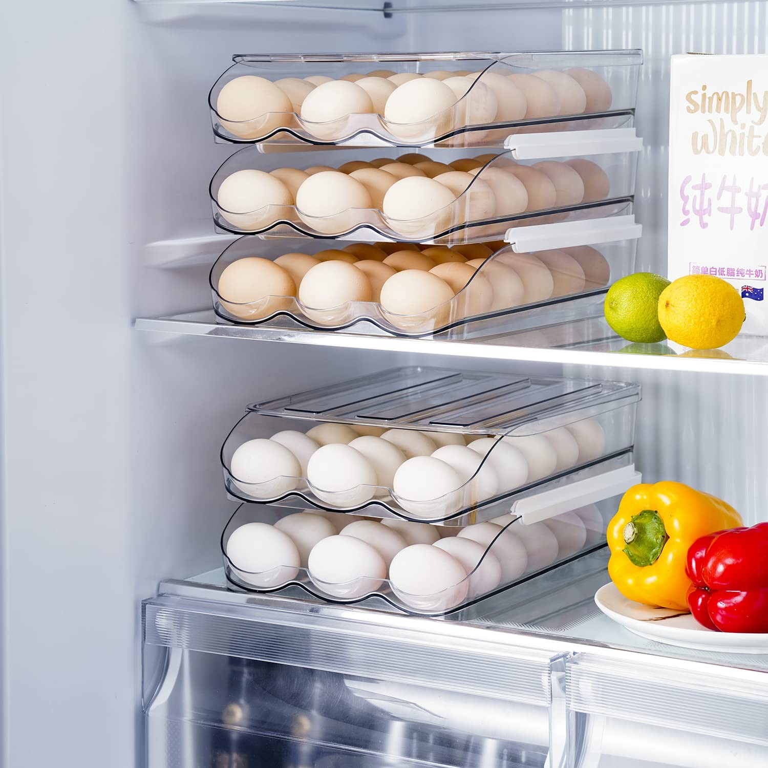 3 Layer Ramp Type Auto Rolling Egg Holder Storage Container for Refrigerator …
