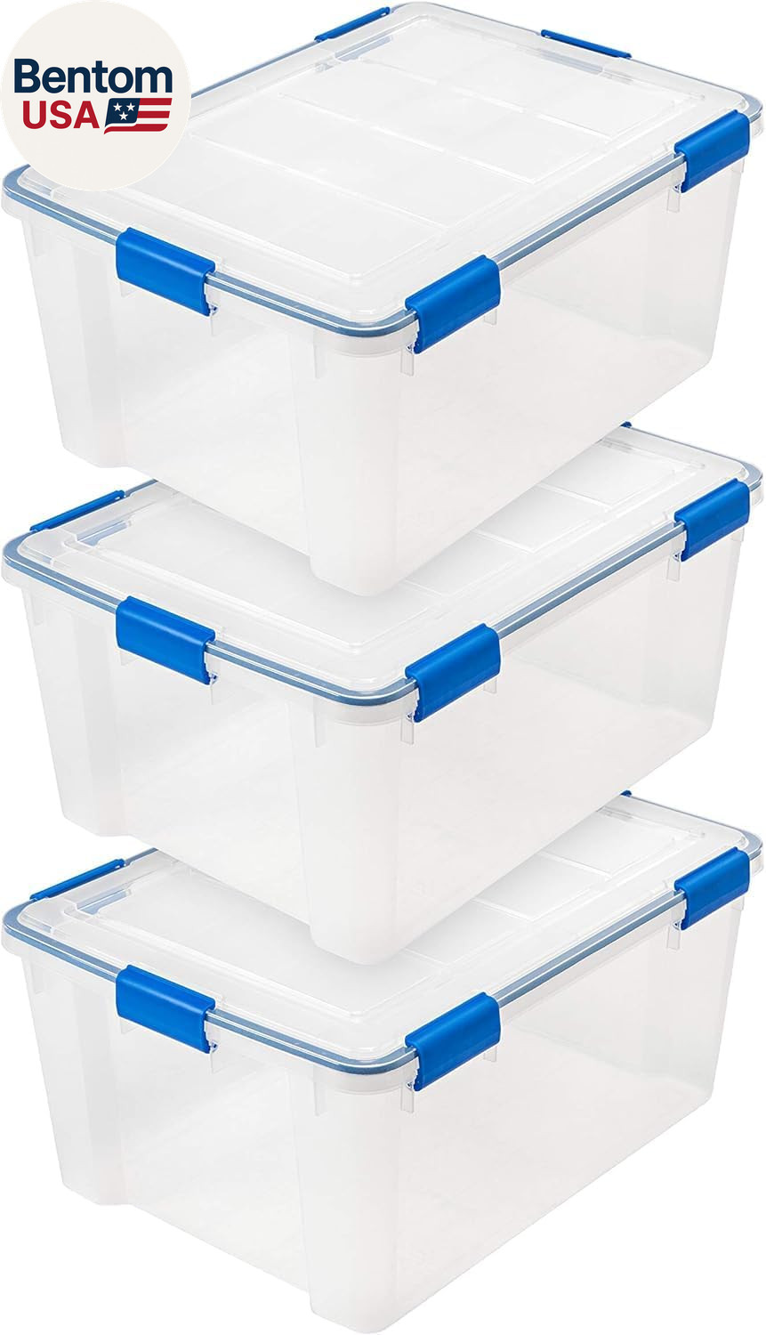Weatherpro 60 Qt Storage Bins with Lids, 3 Pack, Bpa-Free Plastic Gasket Box wit