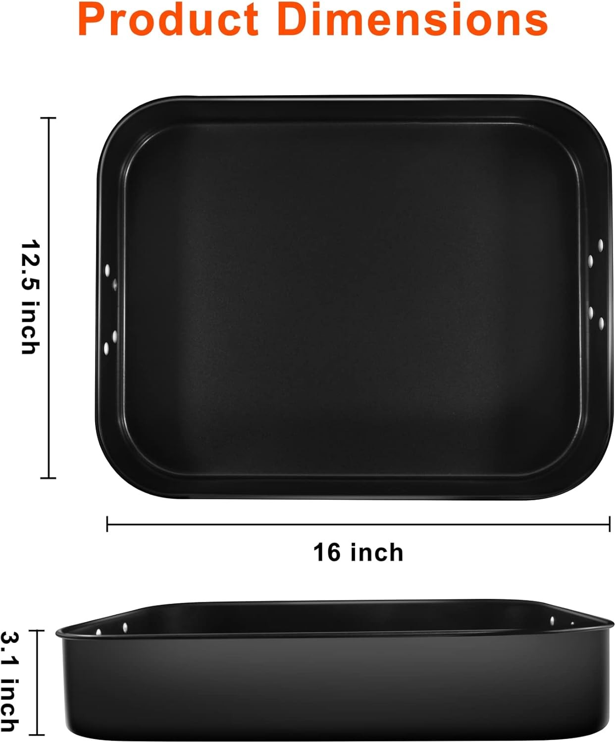 Lasagna Pan Deep, Baking for Oven, 16x12x3 Inch Dishes Black