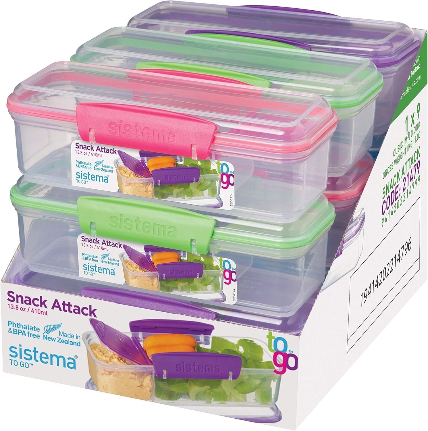 Snack and Dip Container Plastic 13.6 oz Travel Food Storage Fresher