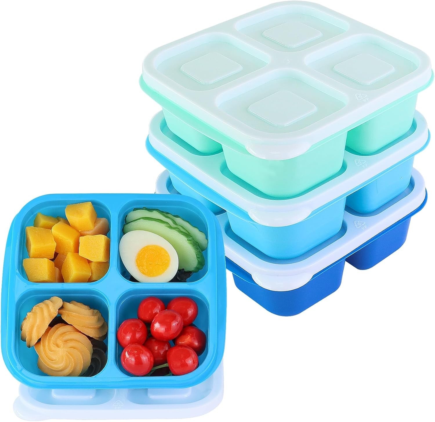 Durable 4-Compartment Food Containers for Office and Travel – 4 Pack Bento Boxes