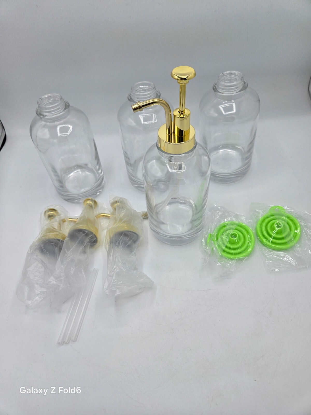 Coffee Glass Syrup Dispenser with Gold Pumps for Coffee Bar Accessories Lot of 4