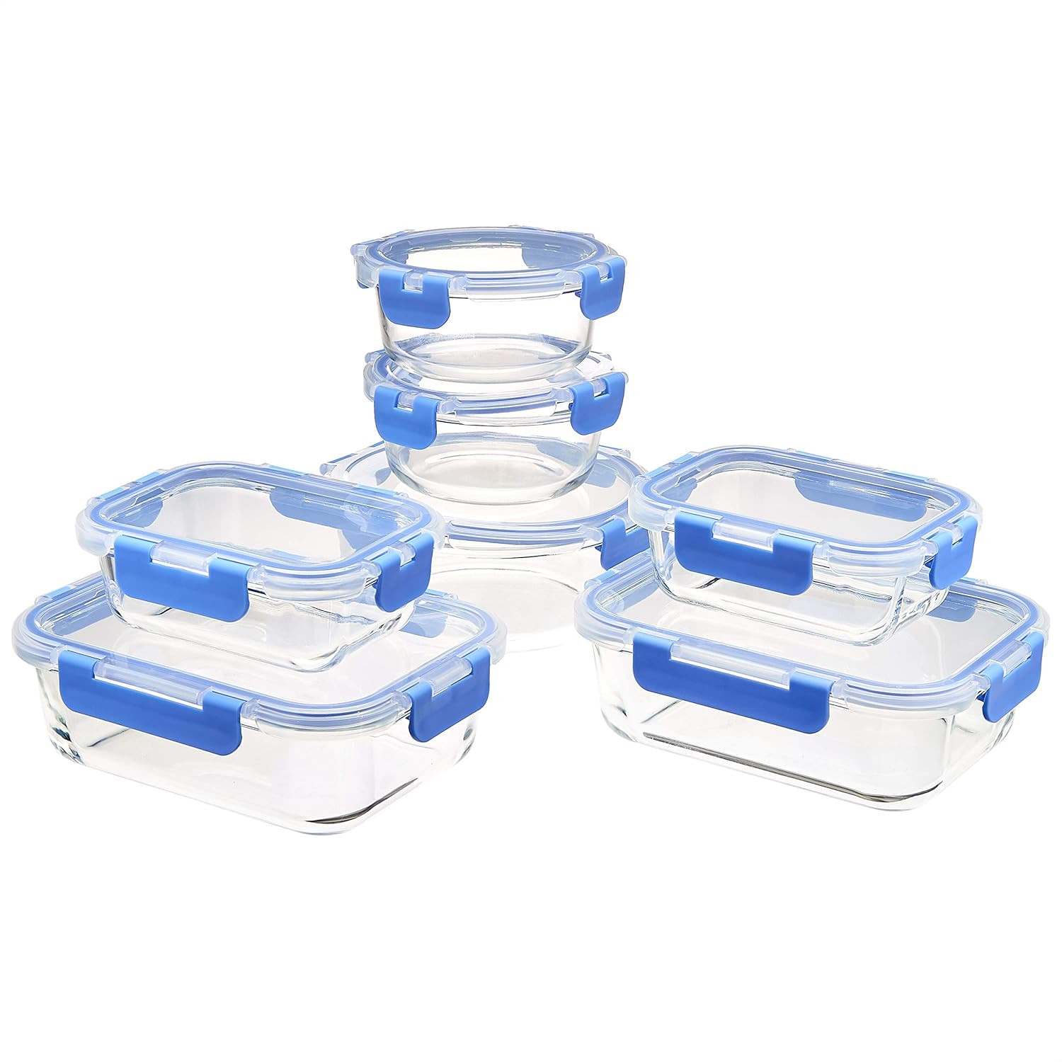 Glass Food Storage Containers Set of 7 14 Pieces Locking Lids BPA Free
