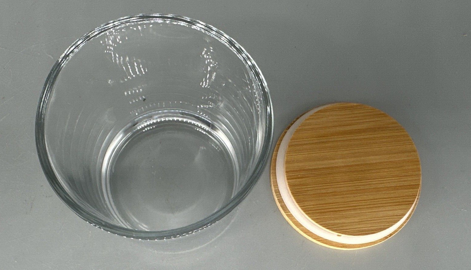 Unbranded Kitchen Glass Canister With Wood Lid 14 oz