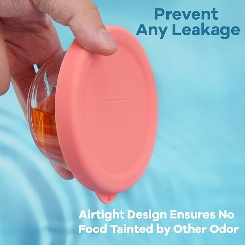 8 PCS Silicone Food Storage Lids for 6oz Glass Custard Cups, Dishwasher Safe Cov