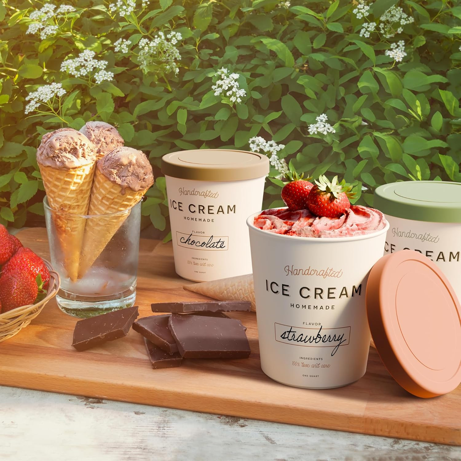 ZICOTO Set of 3 Reusable Ice Cream Containers 1 Quarts ea. – Perfect for Homemad