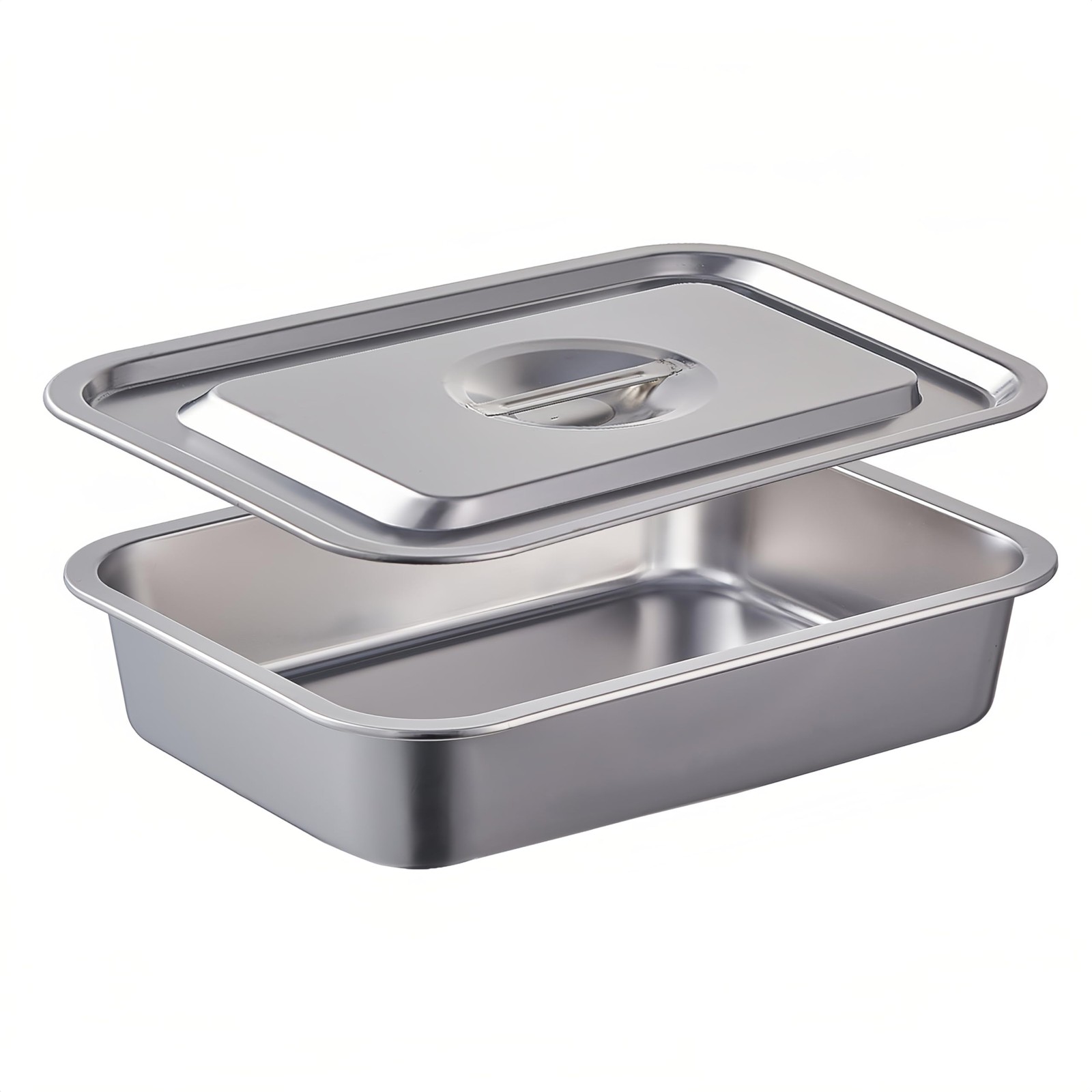 4 Inch Extra Deep Lasagna Pan with Lid, 11.6×15.6 9.2QT Large L, Silver
