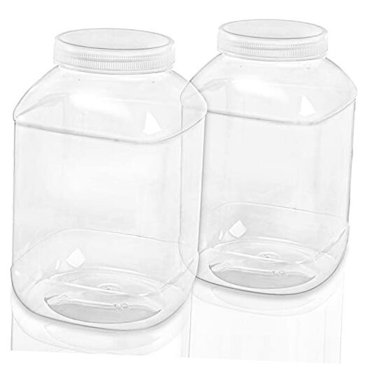 2 Pack Clear Plastic Jars, 1.5 Gallon Square Storage Containers with Screw-On