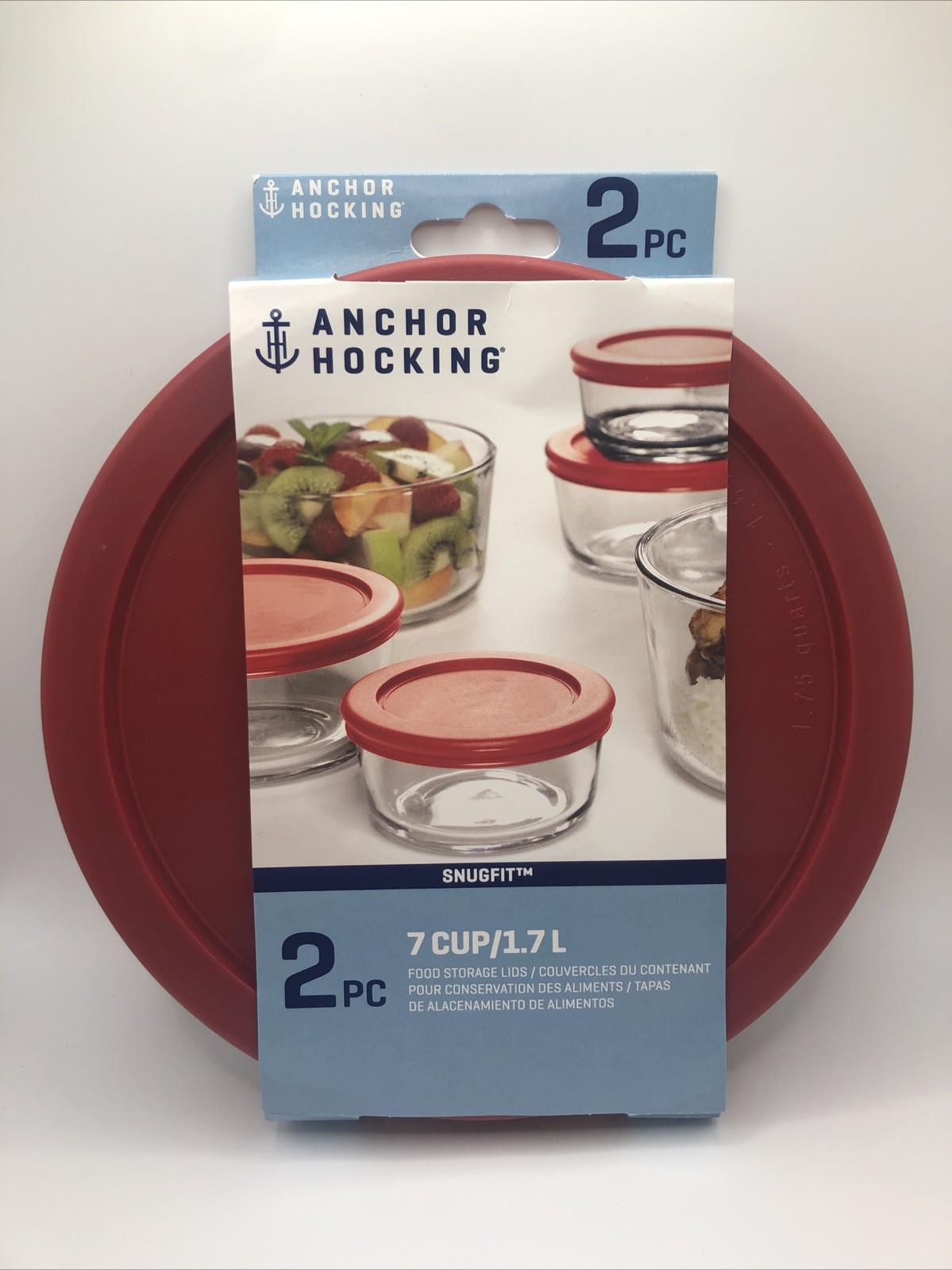 Anchor Hocking 2pc Snugfit 7 Cup/1.7L Food Storage Lids