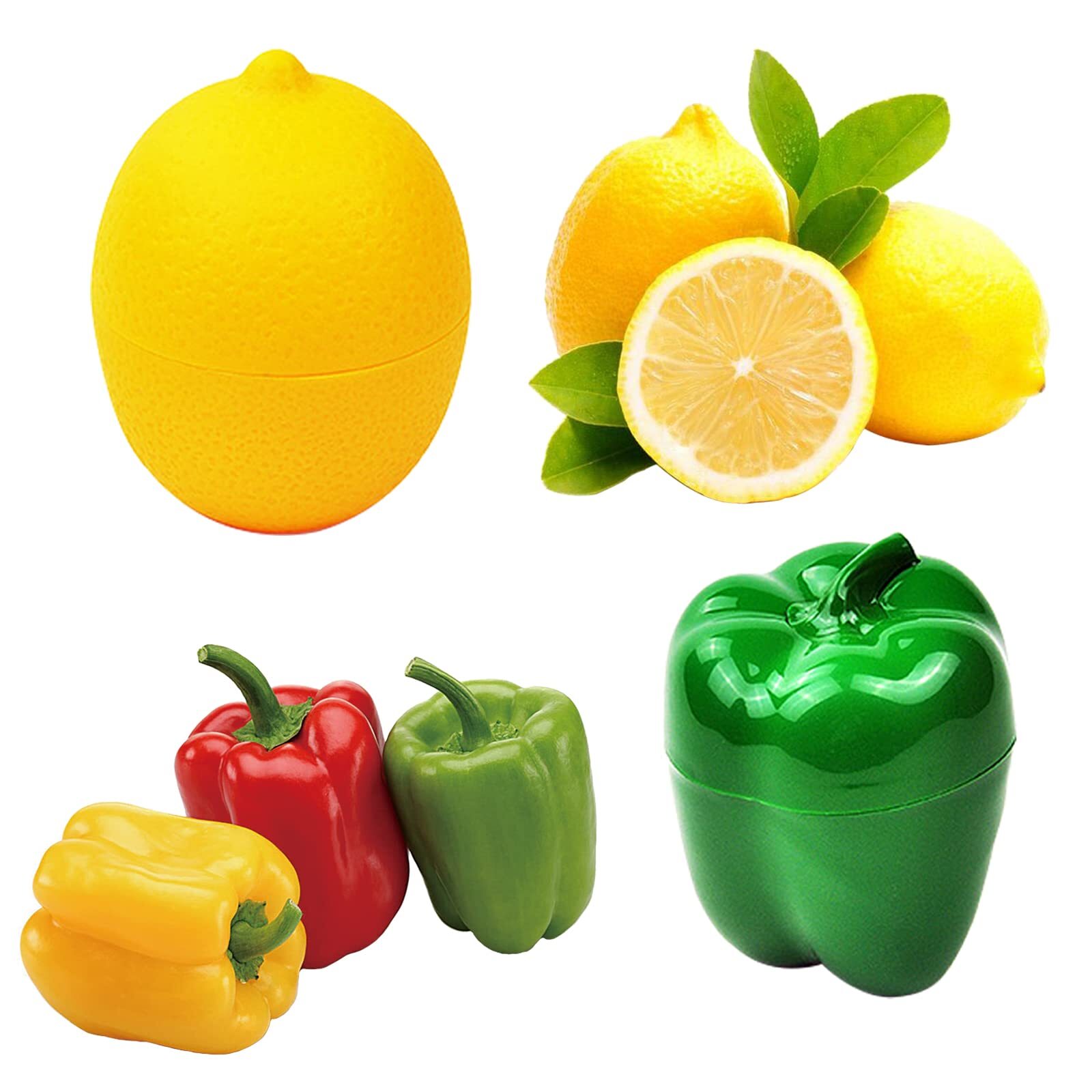 5pcs Plastic Vegetable Storage Box Lemon Onion Tomato Green Pepper And Garlic In