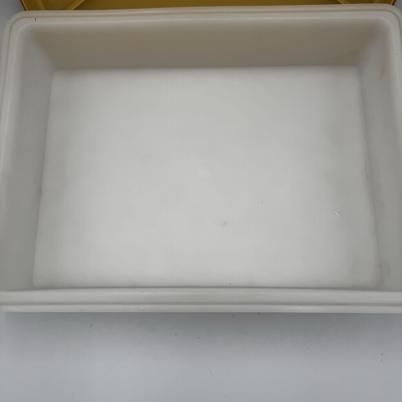 Vintage Tupperware Cake Carrier Rectangular 13×9 Tan Beige Handle Lid USA