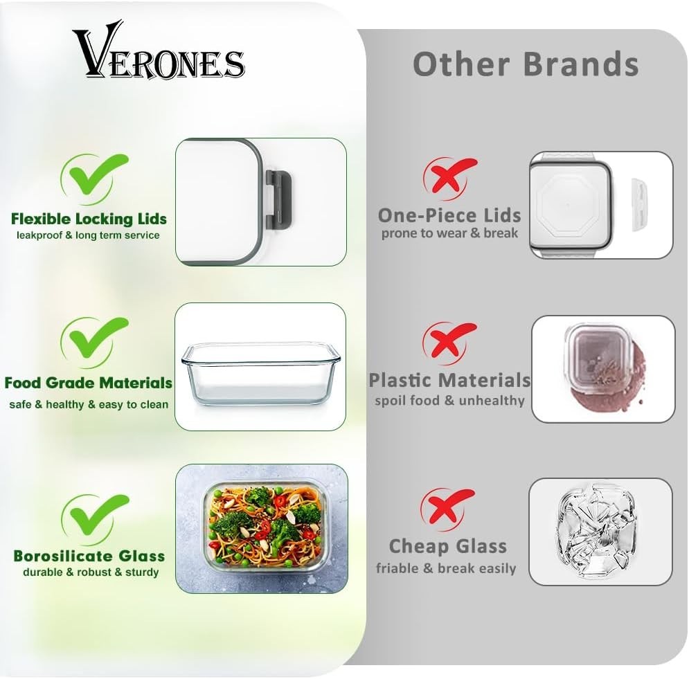 12 Packs Glass Food Storage Containers Set, Airtight Glass Lunch Containers, …