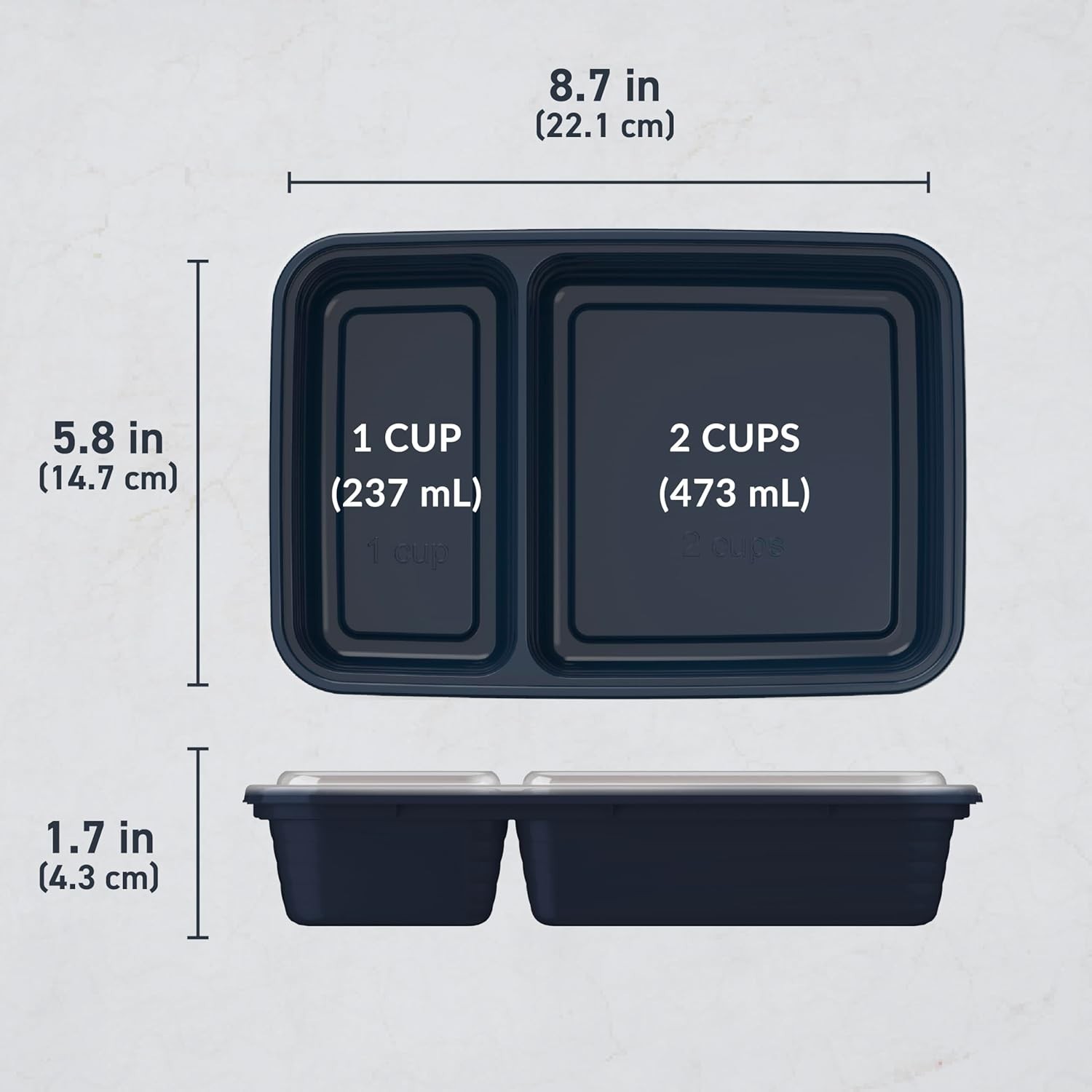Prep – 20-Piece 2-Compartment Reusable Meal Prep Containers with Lids, PFAS &…