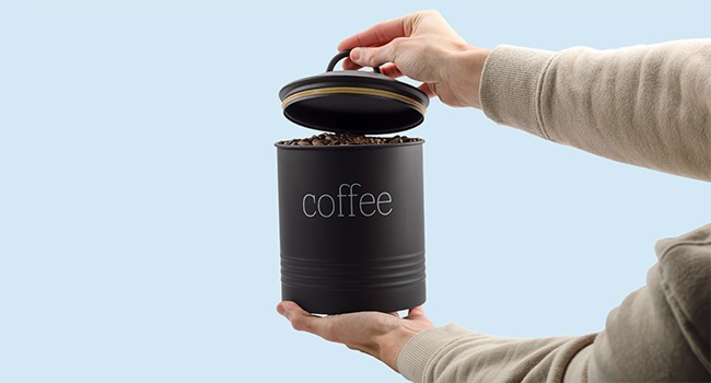 Enamelware Black Coffee Canister; Modern Farmhouse Style Coffee Storage for