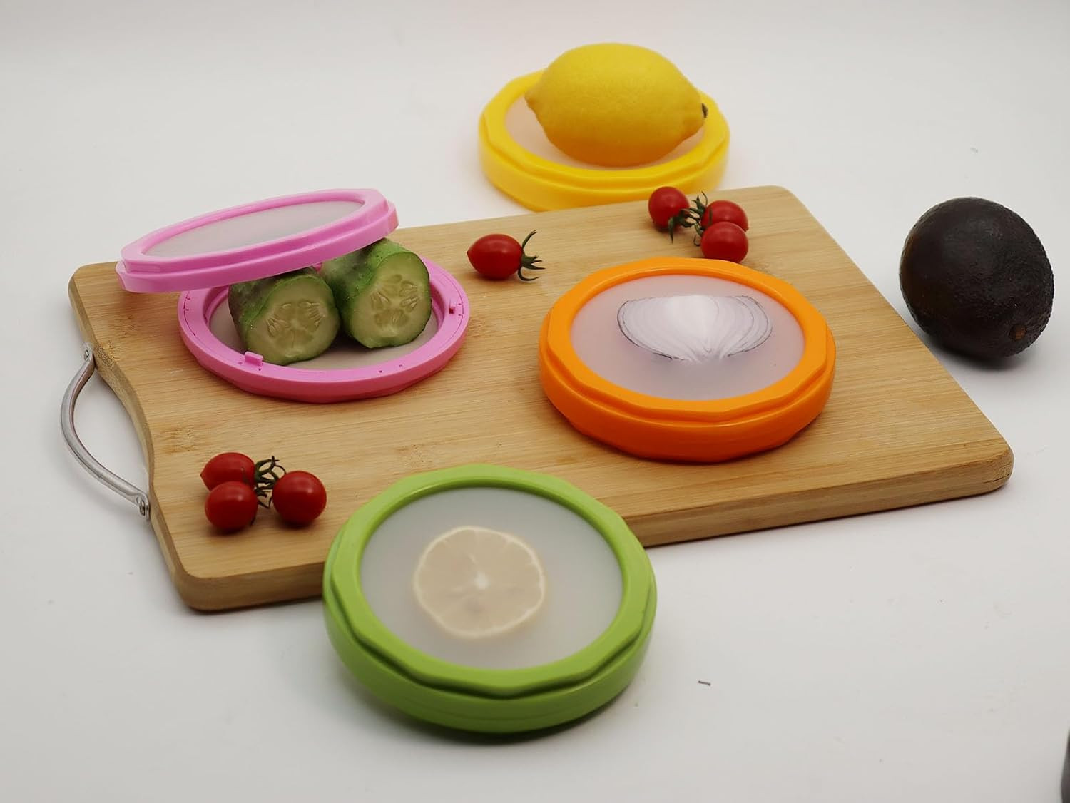 Onion storage and Avocado Saver,Set of 4 Double-Sided Silicone Fruit Keeper C…