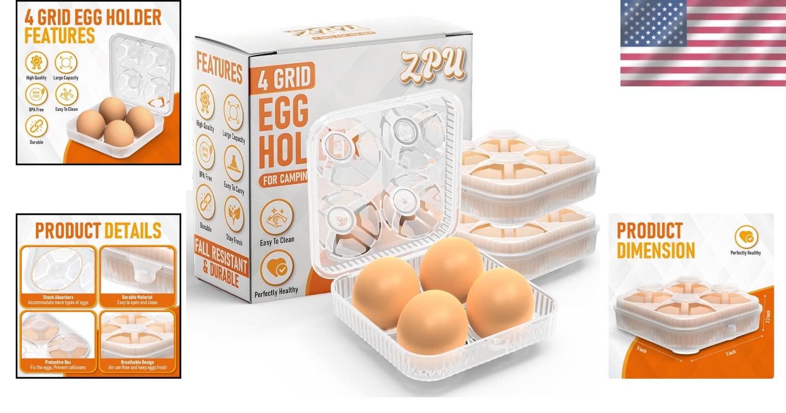 Breathable Rectangular Egg Carrier for Travel & Picnics – Dishwasher Safe Design